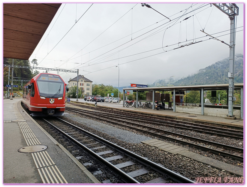 世界遺產鐵路線,伯爾尼納列車Bernina Express,伯爾尼納列車Bernina Express】前往『聖莫里茲St. Moritz』列入世界遺產的鐵路線；全球最美高架鐵路的「蘭德瓦薩橋Landwasser Viaduct,庫爾Chur,格勞賓登州Graubunden,歐洲Europe,歐洲旅遊,瑞士Switzerland,瑞士國鐵SBB,阿爾布拉線The Albula Line