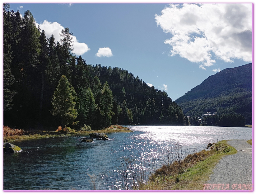 Biking,Ｈiking,Lake Champfer尚菲爾湖,Pappalou Restaurant,席爾瓦普拉納Silvaplana,席爾瓦普拉納湖Silvaplana Lake,格勞賓登州Graubunden,歐洲Europe,歐洲單車之旅,歐洲旅遊,聖莫里茲St. Moritz